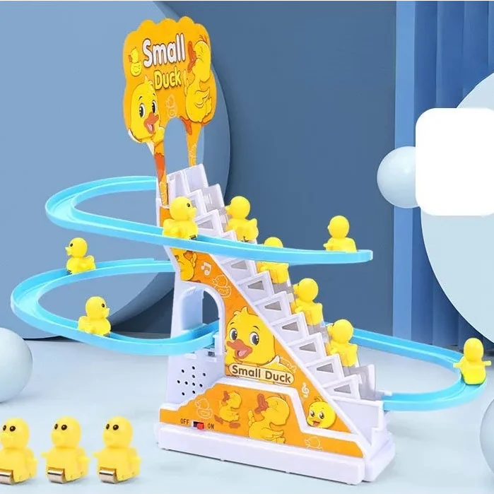 Children Toy Duck DIY Rail Racing Track Small Duck Climbing Stairs