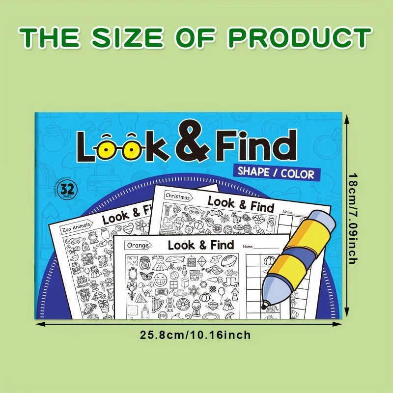 Look & Find Visual Puzzle Book for Kids with Color & Shape Search Activities