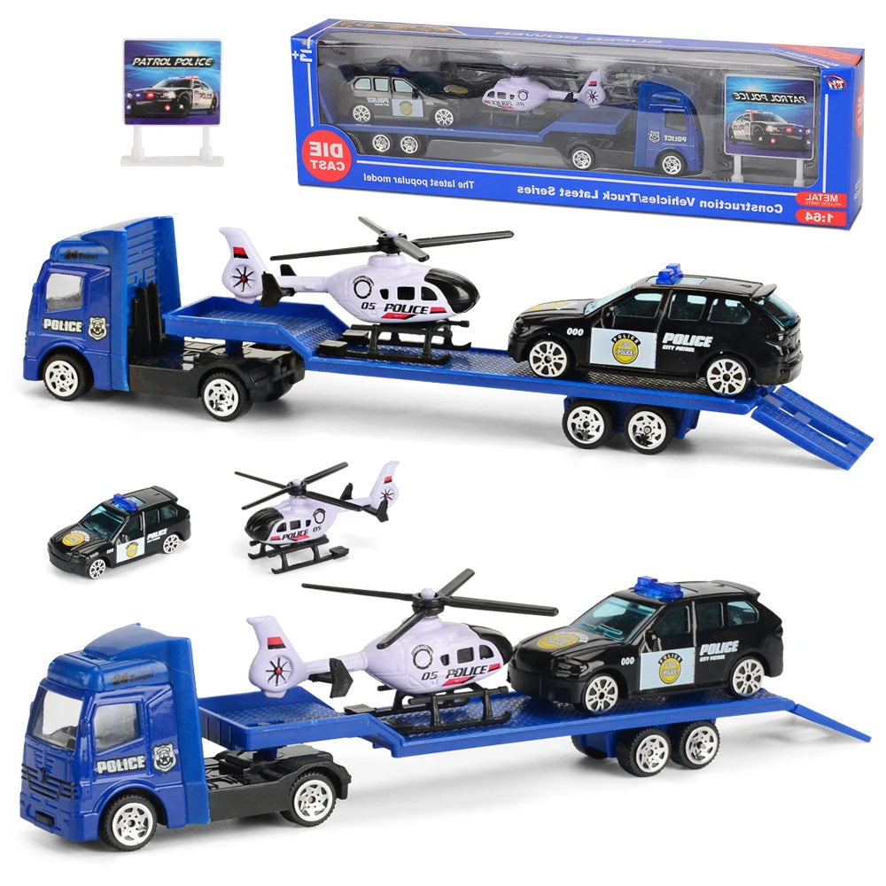 Mini Trailer Truck Toy, Alloy Plastic Construction Vehicle Truck