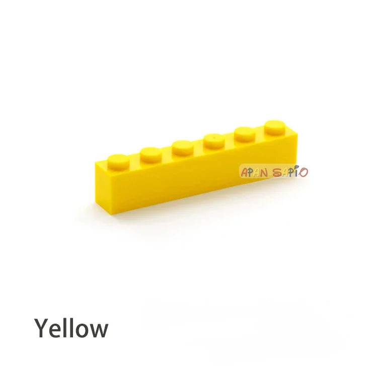200pcs Building Blocks DIY thick 1x6 Dots 16Color Bricks Size