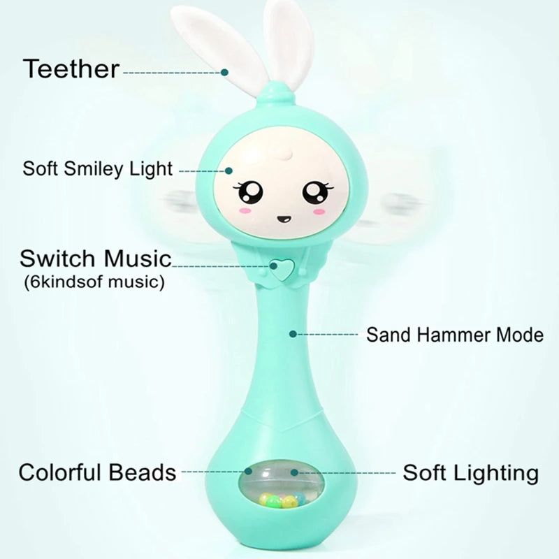 Music and Shine Rattle Toys Rabbit Intelligent Baby Rattles Smart Bunny
