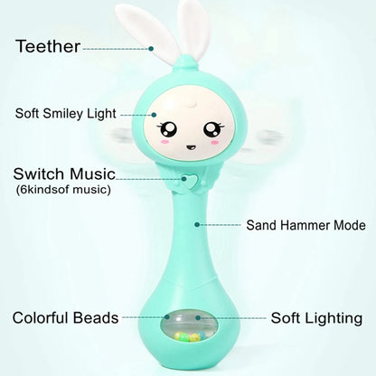 Music and Shine Rattle Toys Rabbit Intelligent Baby Rattles Smart Bunny