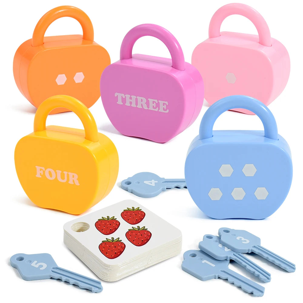 20PCS Kids Alphabet Lock Key Toy Set Car Locks Montessori Educational Number Matching