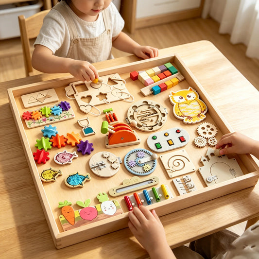 DIY Montessori Busy Board Accessories, Wooden Sensory Educational Toy