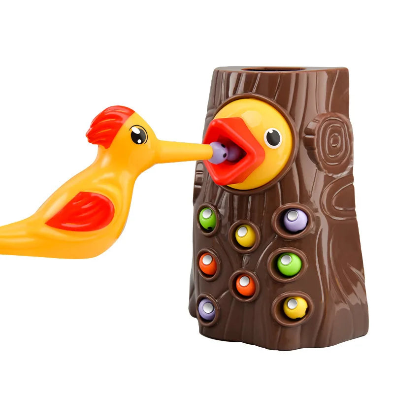 Woodpecker Feeding Game Toy, Magnetic Caterpillar Catching Toy, Early Education Educational Toy