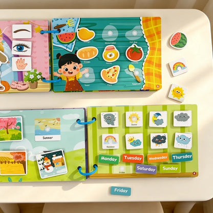 Reusable Interactive DIY Busy Book, Tear-And-Pull Quiet Book, Science Educational Activity Cards