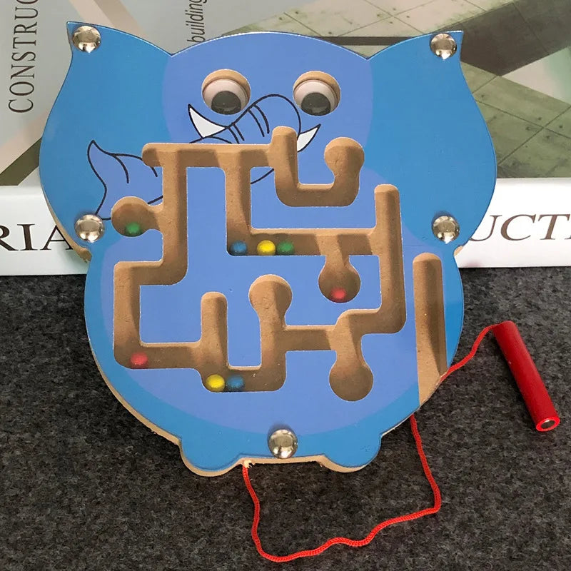 Children Magnetic Maze Toy Kids Wooden Puzzle Game Toy Kids Early Educational