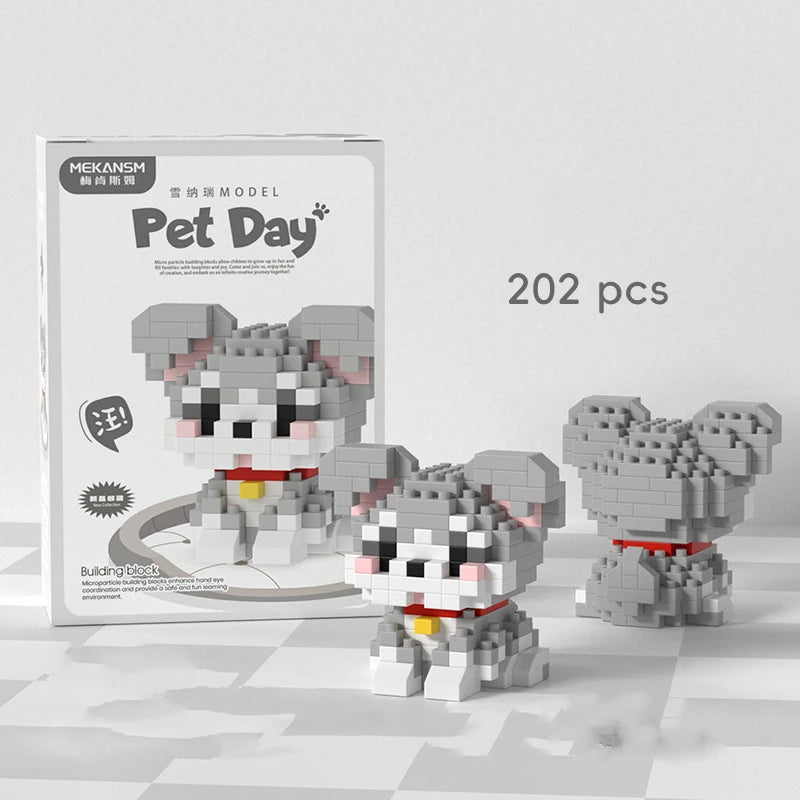 18 New Pet Cat And Dog Animal Dolls Children's Educational Building Block Toys