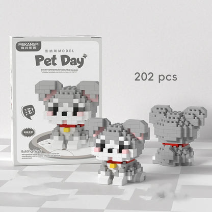 18 New Pet Cat And Dog Animal Dolls Children's Educational Building Block Toys