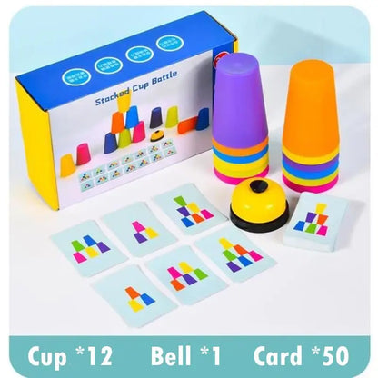 Montessori Toys Stack Cup Game With Card Educational Intellectual Enlightenment