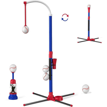 3-in-1 Kids Baseball Toy Set with Hanging Ball Stand