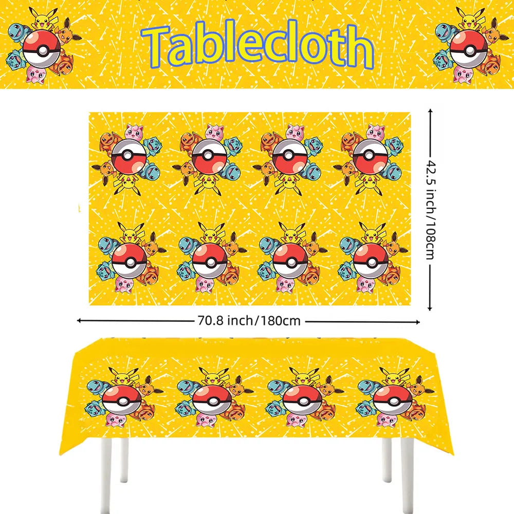 1/10Pcs Pokemon Tablecloth Birthday Decoration Disposable Tablecloth