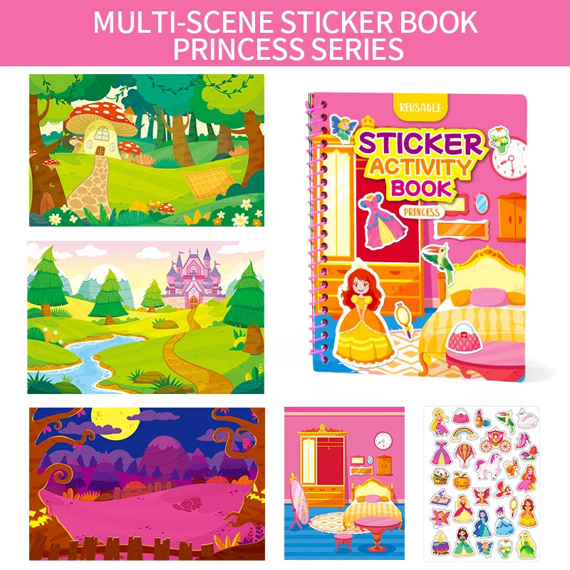 Children Reusable Jelly Sticker Book Creative Multi-Theme Cartoon Stickers