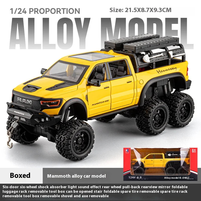 Large Size 1:24 Mammoth 6X6 Off-road Pickup Truck Children's Toy Car