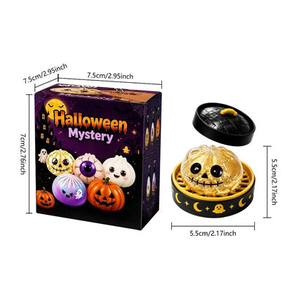 5.5cm Soft Squishy Dumpling Toy With Halloween Theme Steamed Box