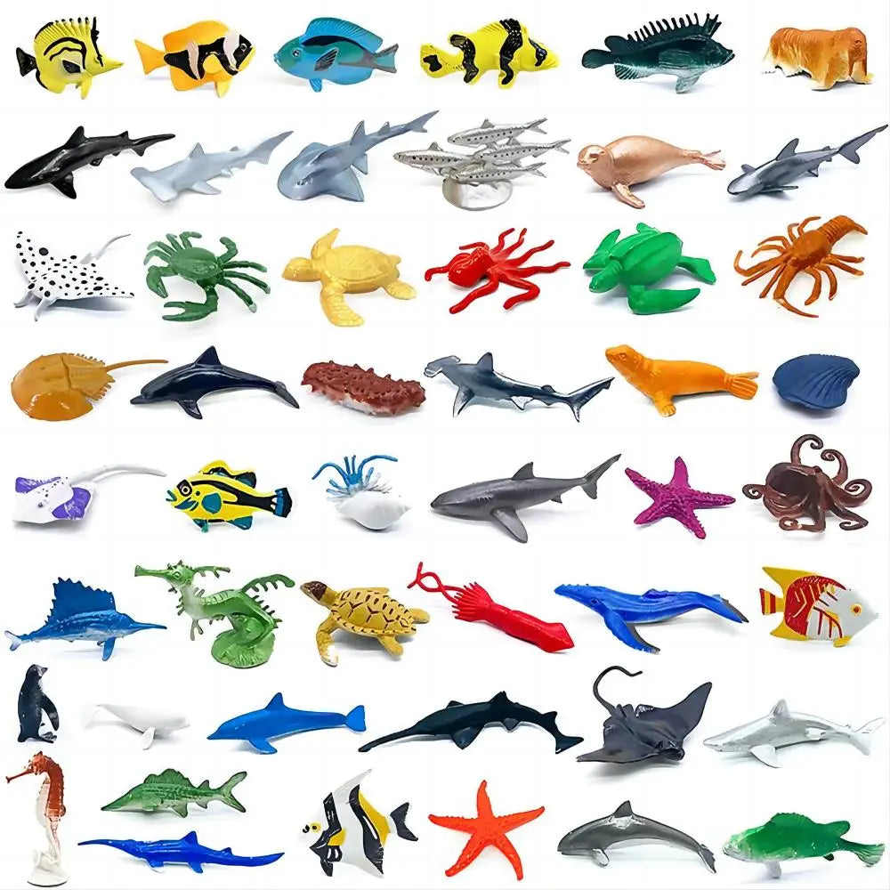 56pcs/set Plastic Simulated Sea Life Toy Model Realistic Marine Animals