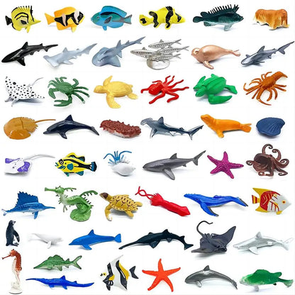 56pcs/set Plastic Simulated Sea Life Toy Model Realistic Marine Animals