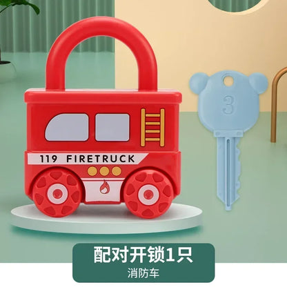 Number Matching Lock Toys Baby Learning Lock with Key Car Game