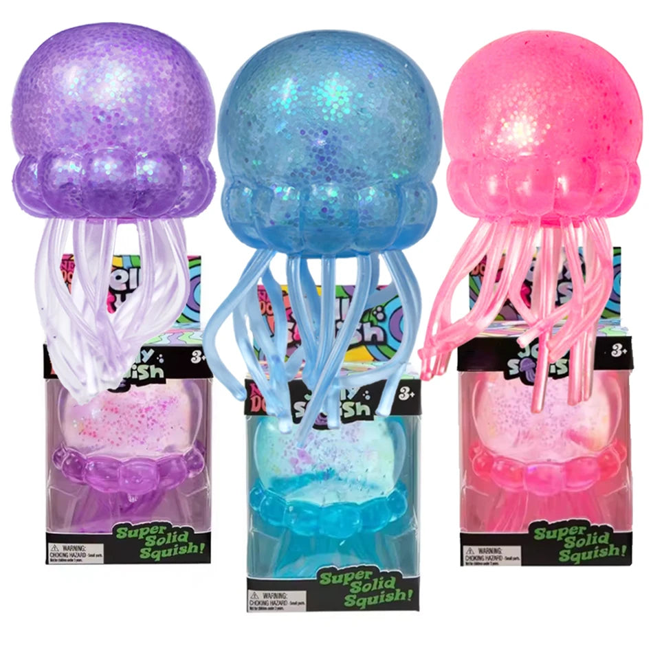 Glitter Octopus Squishy Glitter Jellyfish Squishy with Box Dumplings
