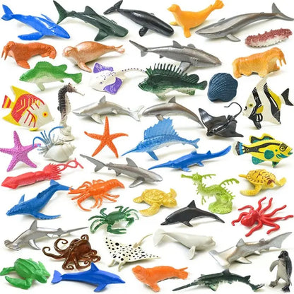 56pcs/set Plastic Simulated Sea Life Toy Model Realistic Marine Animals
