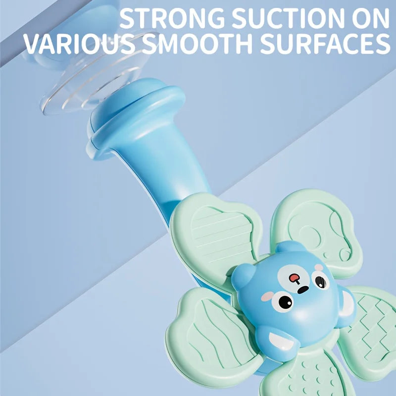 Baby Suction Cup Windmill Toy - Manual Rotating Wind- Spinner with & Bear Animal Shapes