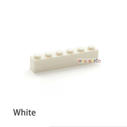 200pcs Building Blocks DIY thick 1x6 Dots 16Color Bricks Size