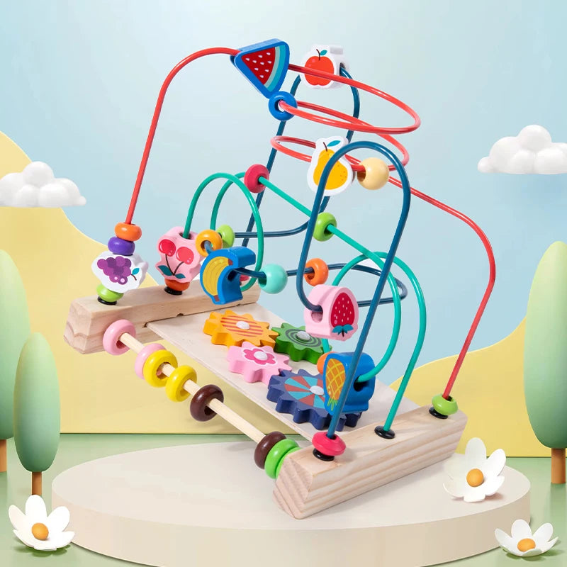 Wooden Roller Coaster Bead Maze Abacus Math Toys Toddler Early Educational Toys