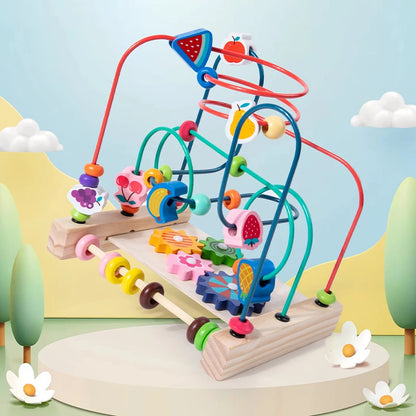 Wooden Roller Coaster Bead Maze Abacus Math Toys Toddler Early Educational Toys