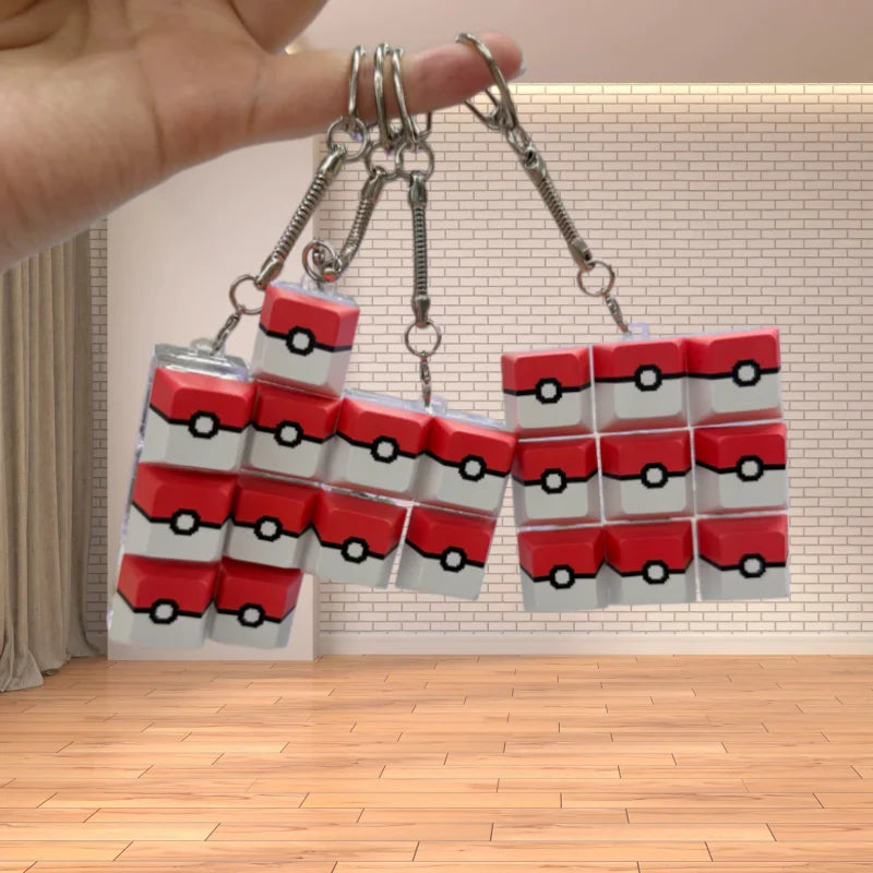 Pokeball Light Up Keyboard Key Keychain Stress Relief