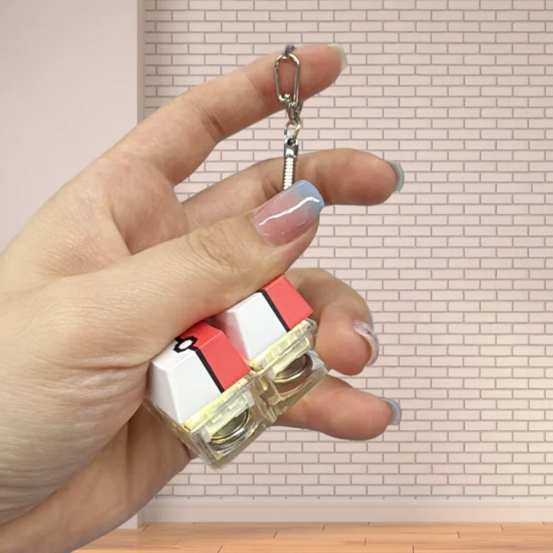 Pokeball Light Up Keyboard Key Keychain Stress Relief
