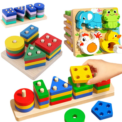 Montessori Toy Wooden Building Blocks Early Learning Educational Toys