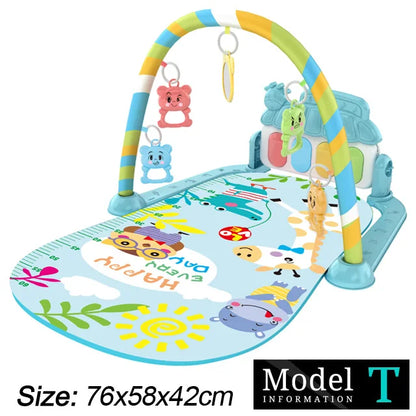 Baby Fitness Stand Music Play Gym Activity Toys Newborn Piano Crawling Blanket Pedal