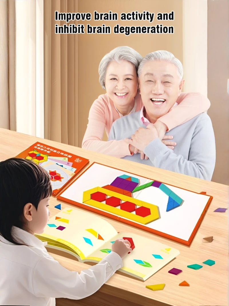 128pcs Magnetic Puzzle Tangram Geometric Building Blocks Baby Kindergarten Educational