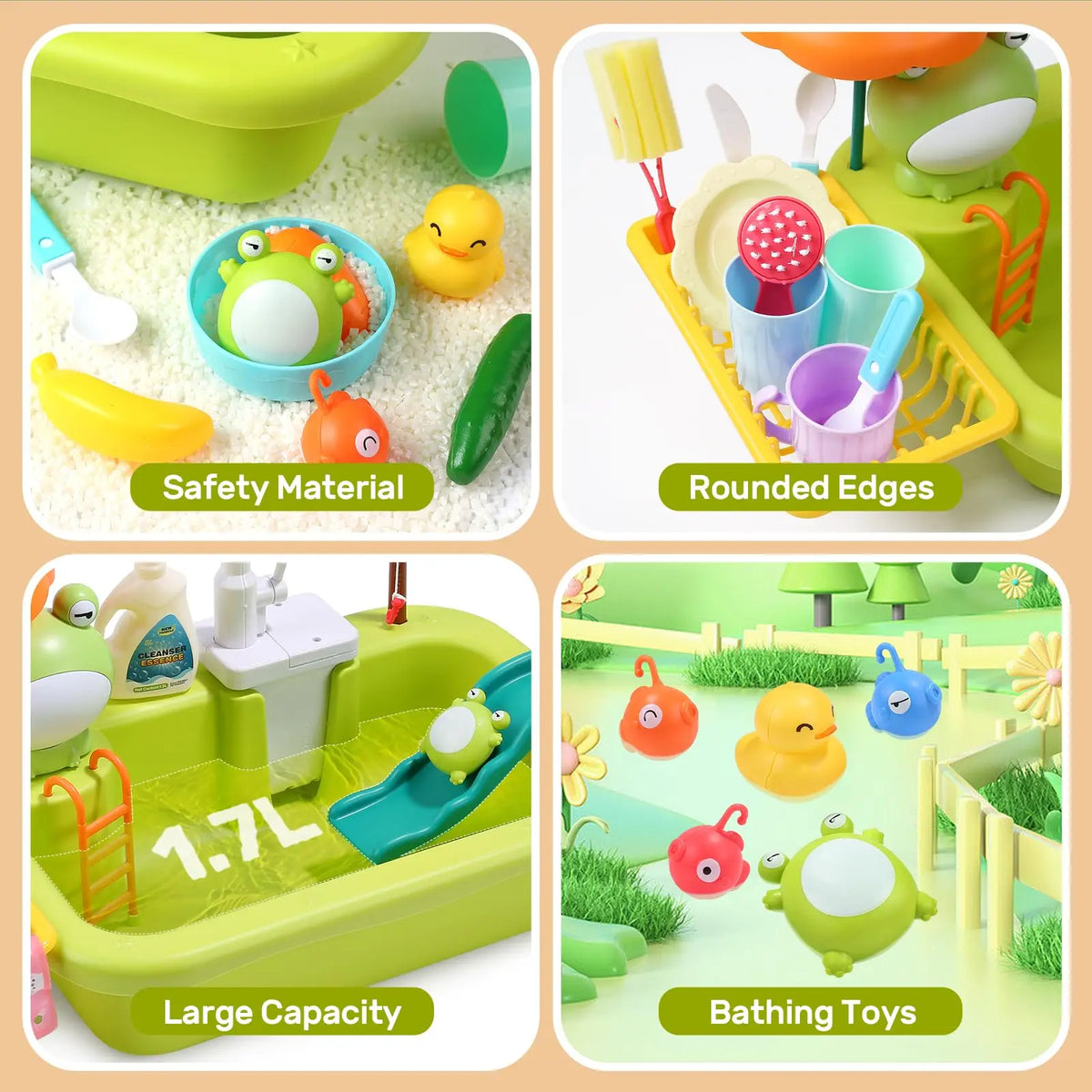 Kids Electric Kitchen Sink Toys with Running Water