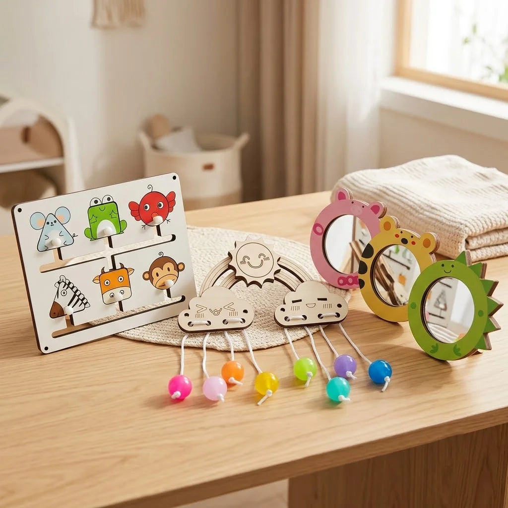 DIY Montessori Busy Board Accessories, Wooden Sensory Educational Toy