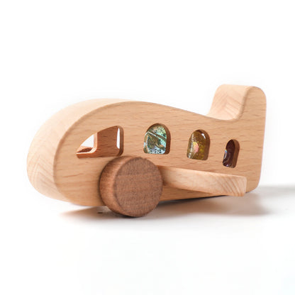 Montessori Baby Wooden Plane Toys Glass Beads Plane Children Toy