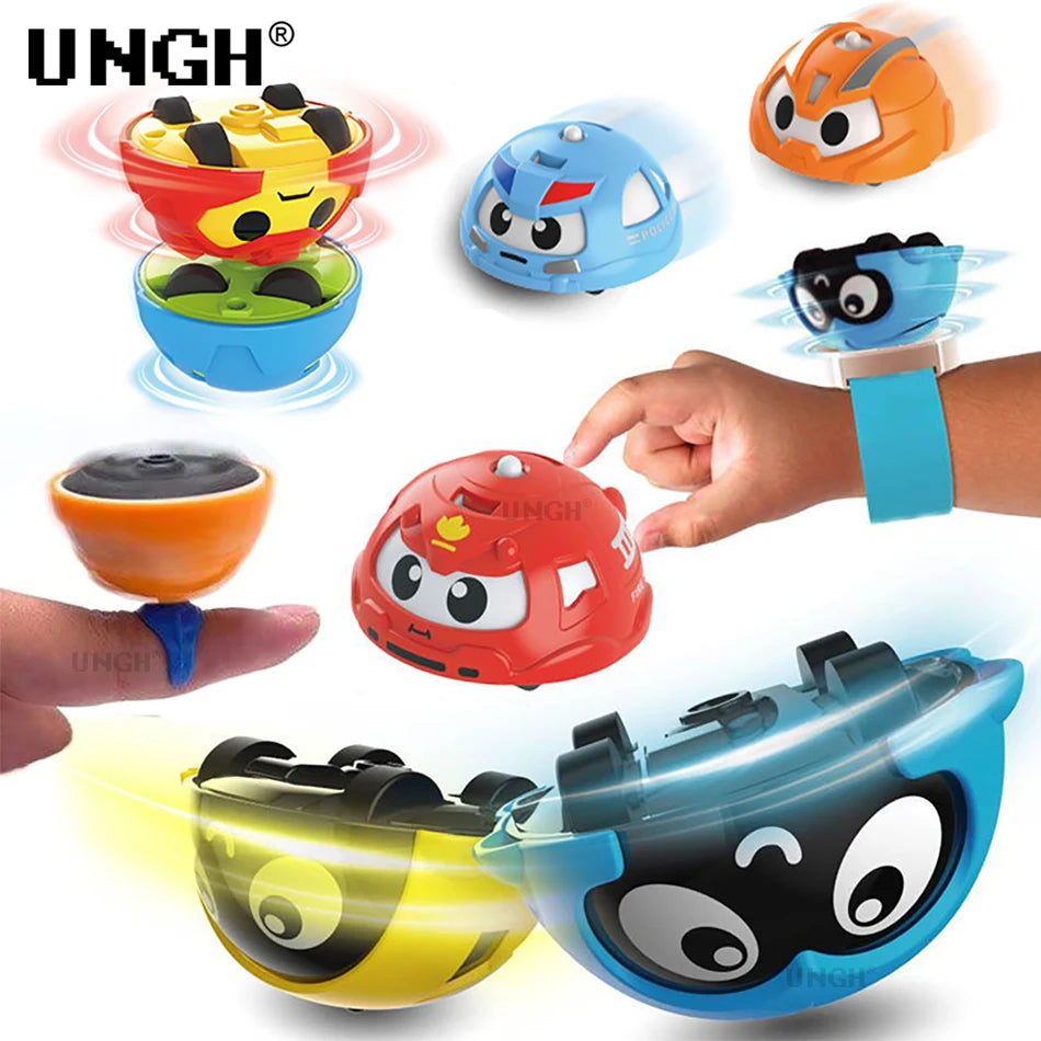 UNGH Rotating Gyro Watch Battle Cars Spinning Top Toy Pull Back