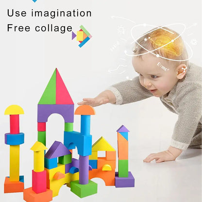 Wooden Building Blocks Set with Storage Bag Wooden Toys