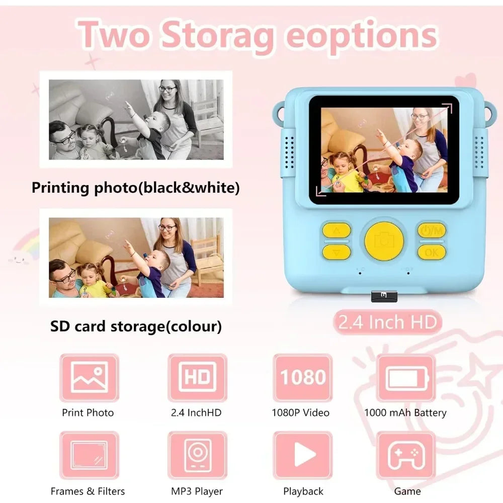 1080P HD Video Camera Portable Instant Print Camera for Kids