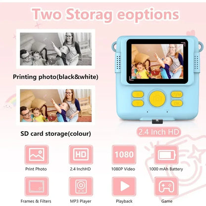 1080P HD Video Camera Portable Instant Print Camera for Kids