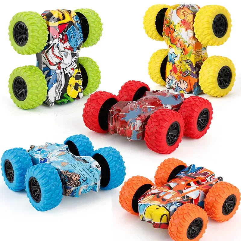 Mini Inertia Car Toys For Children Collision Automatic Turnover Double-Sided Running Car