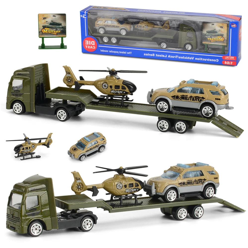Mini Trailer Truck Toy, Alloy Plastic Construction Vehicle Truck