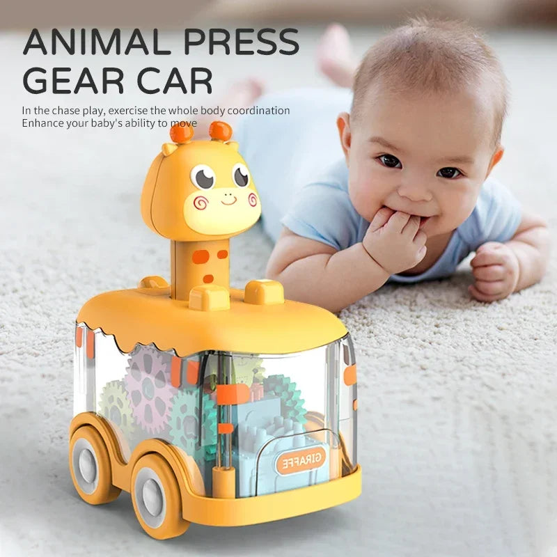 Baby Toy Press and Go Gear Car Toy for Toddlers 1 2 3 Years Old Light