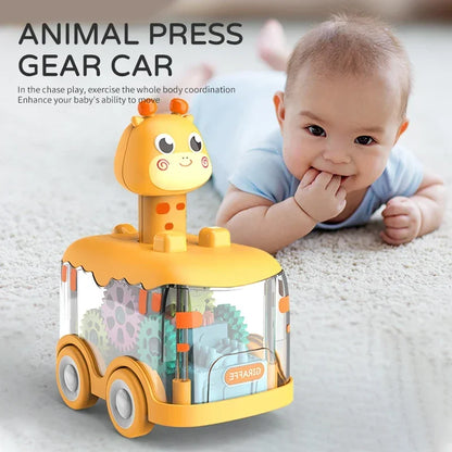 Baby Toy Press and Go Gear Car Toy for Toddlers 1 2 3 Years Old Light