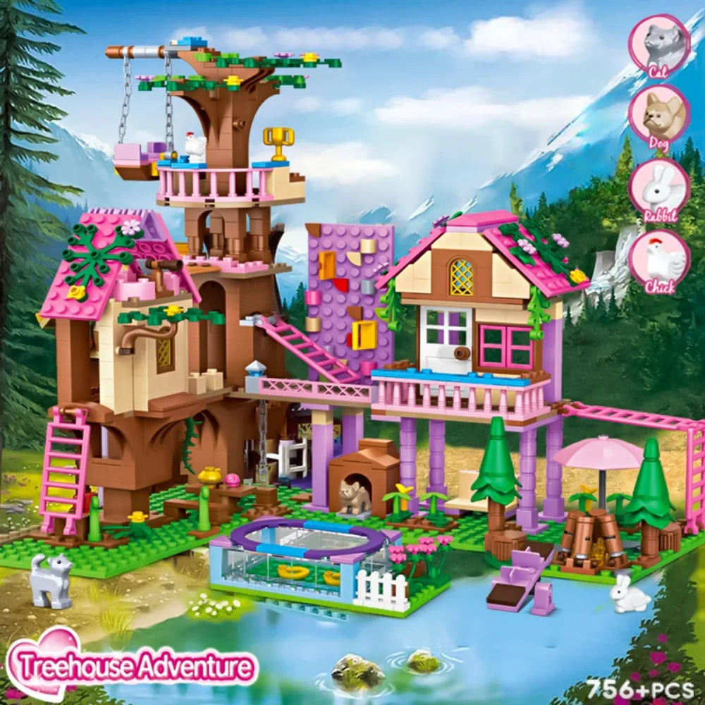 Friends City Tree House Summer Holiday Villa Castle Building Blocks
