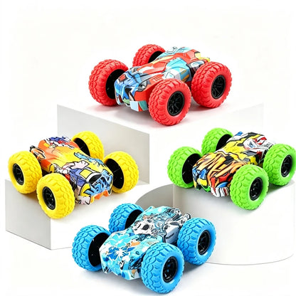 Mini Inertia Car Toys For Children Collision Automatic Turnover Double-Sided Running Car