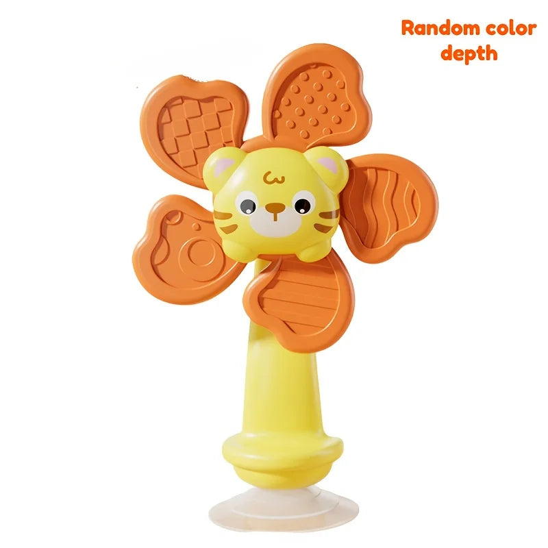 Baby Suction Cup Windmill Toy - Manual Rotating Wind- Spinner with & Bear Animal Shapes