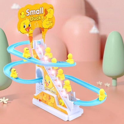 Children Toy Duck DIY Rail Racing Track Small Duck Climbing Stairs