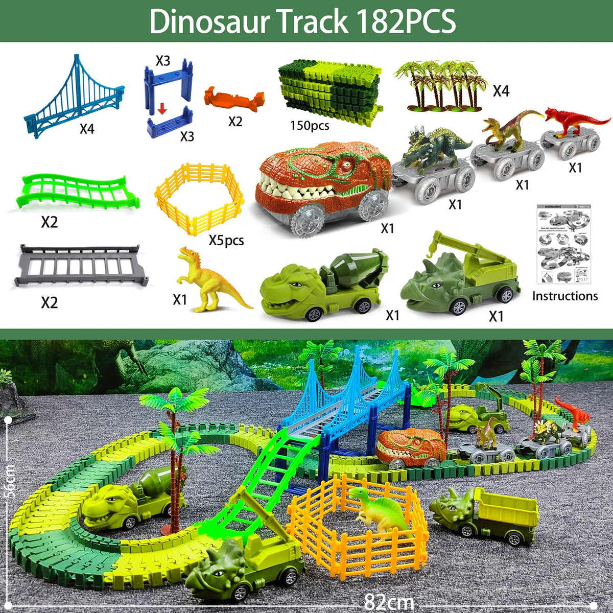 Children Electric Magic Climbing Dinosaur Track Toy Engineering Car Kids Track