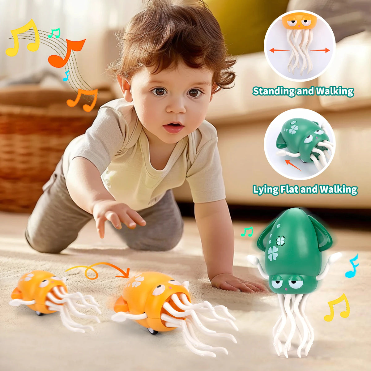 Kids Electronic Pet Toys Dancing Octopus&Duck Musical Penguin Baby Crawling Toys